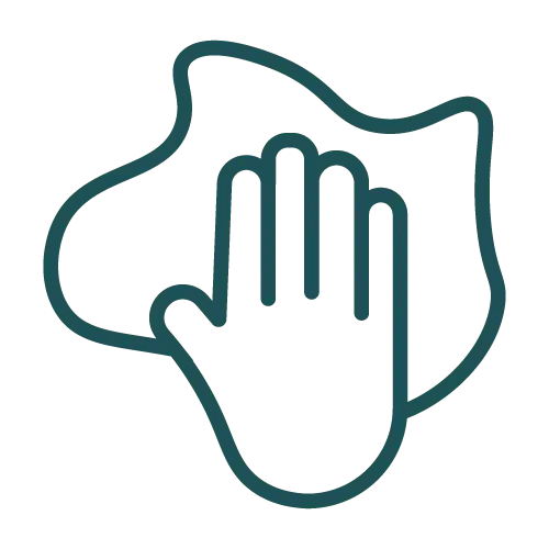Tuch mit reinigender Hand Icon